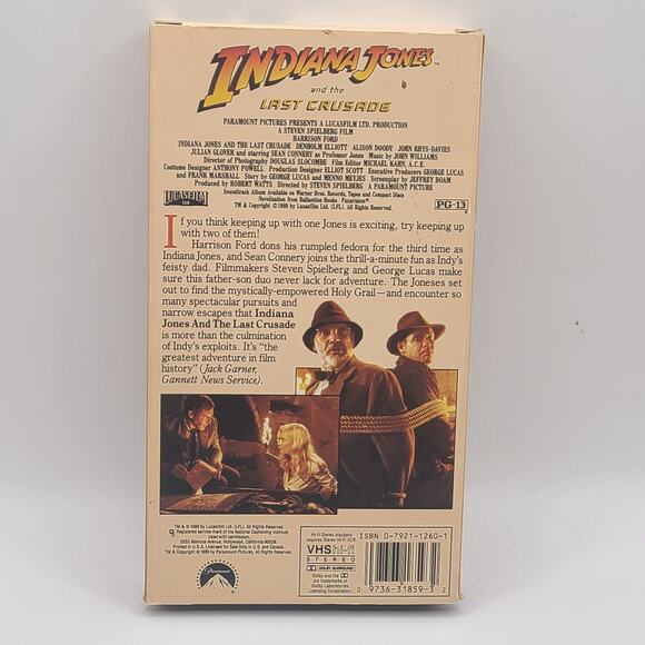 Indiana Jones and the Last Crusade (VHS, 1990) - Picture 2 of 3